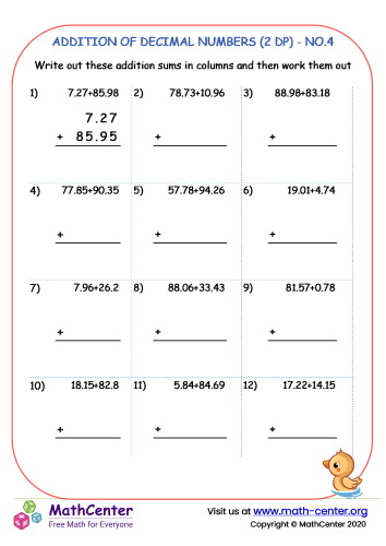 Addition of decimal numbers (2 dp) - no.4