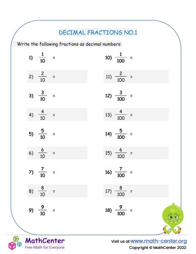 Decimal fractions No.1