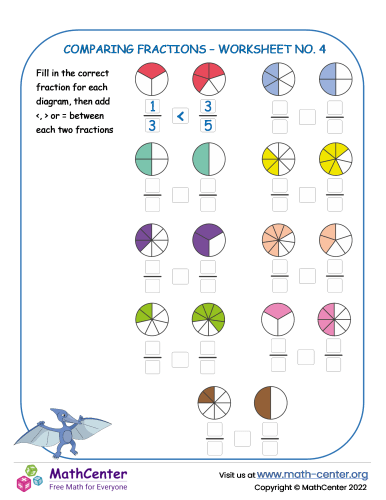 Comparing Fractions (With Diagrams) – Worksheet No. 4