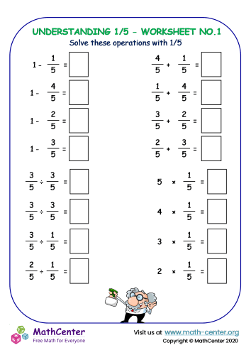 Understanding 1/5 - Worksheet No.1