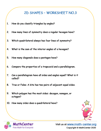 2D shapes – Worksheet no.3