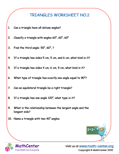 Triangles Worksheet no.2