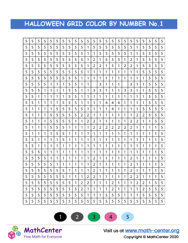 Halloween Grid Color By Number No.1