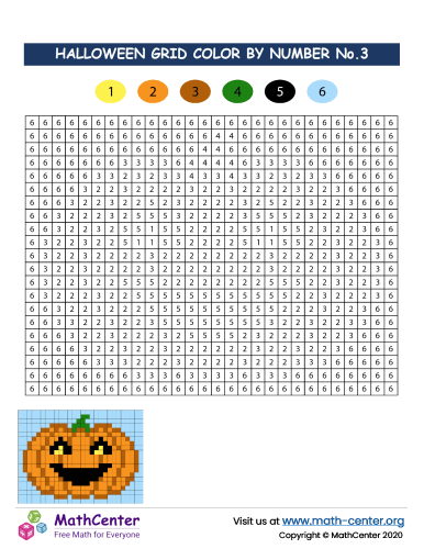 Halloween Grid Color By Number No.3