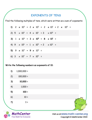 Exponents of Tens
