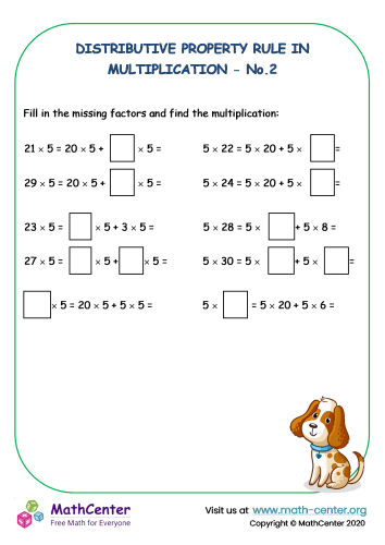 Distributive property rule in multiplication No.2