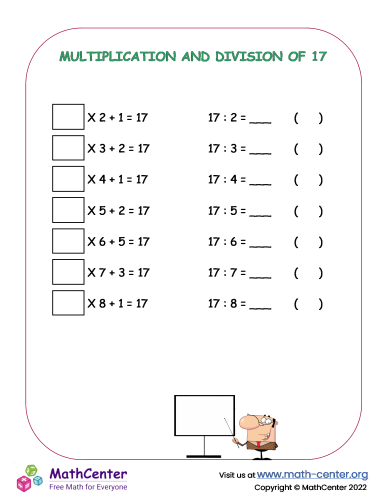 Multiplication and division of 17