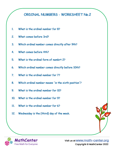 Ordinal numbers Worksheet no.2