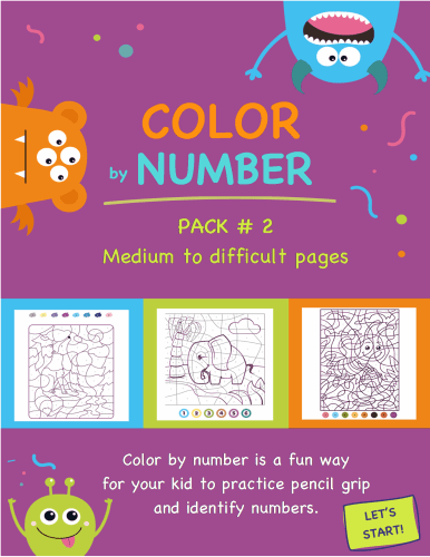 Color by number - Pack # 2 - Intermediate to difficult pages