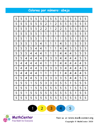Cuadrícula para Colorear por números - Abeja