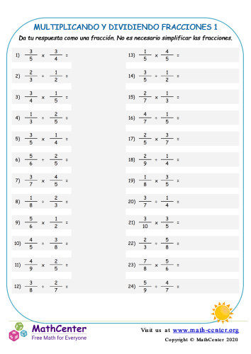 Multiplicando Y Dividiendo Fracciones 1