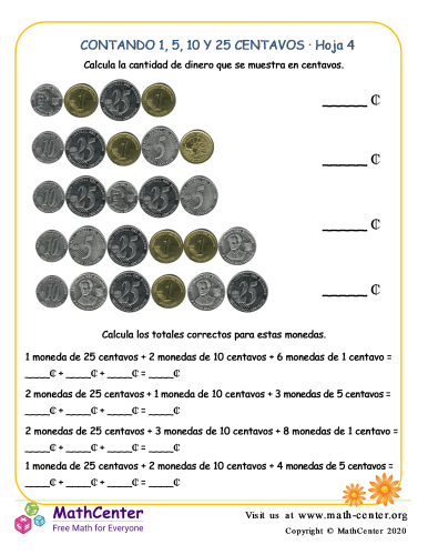 Contando 1, 5 , 10 y 25 centavos (4) (Ecuador)