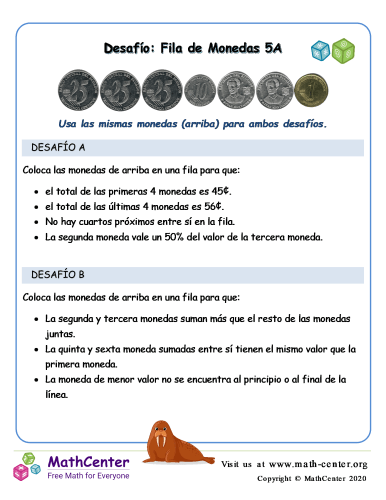 Pon en fila las monedas (5A) (Ecuador)