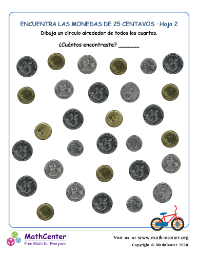 Encuentra monedas de 25 centavos (2) (Ecuador)
