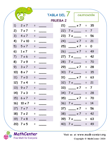 7 Prueba de tablas de multiplicar 2