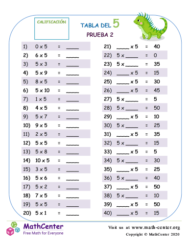 5 Prueba de tablas de multiplicar 2