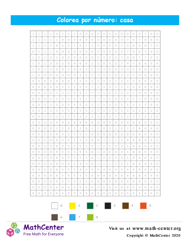 Cuadrícula para Colorear por números - Casa