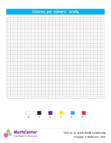 Cuadrícula para Colorear por números - Araña
