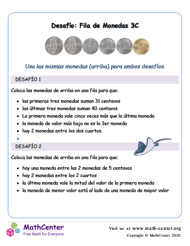 Pon en fila las monedas (3C) (Guatemala)