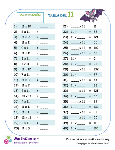 11 Prueba de tablas de multiplicar 3