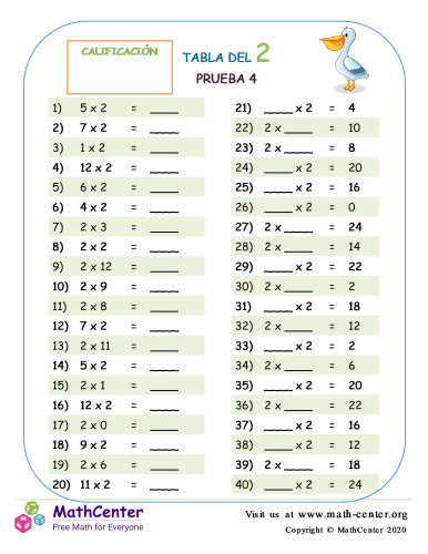 2 Prueba de tablas de multiplicar 4