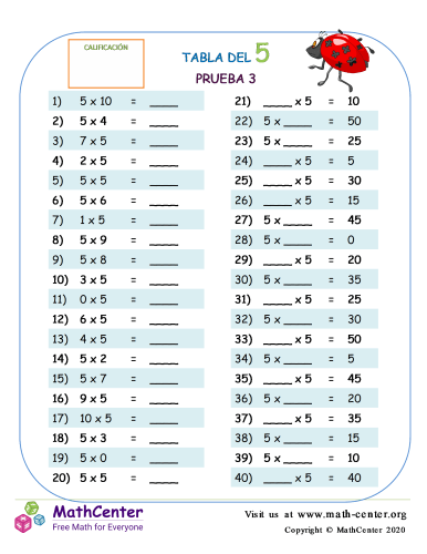 5 Prueba de tablas de multiplicar 3