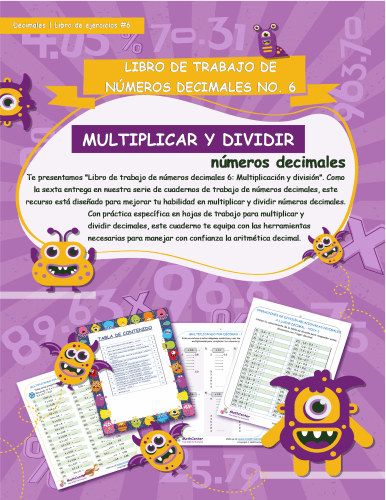 Libro de trabajo de números decimales no. 6 - Multiplicar y dividir números decimales