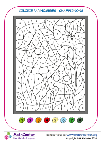 Colorie par nombres - champignon