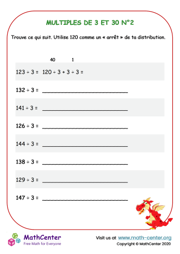 Multiples de 3 et 30 n°2 - divisions mentales
