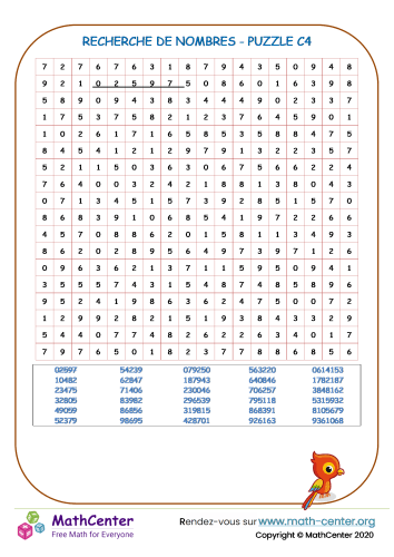 Recherche le nombre - puzzle c4