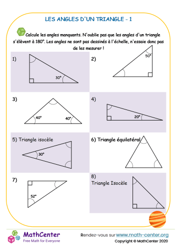 Les angles d'un triangle 1