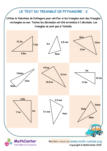 Le test de triangle de pythagore 2