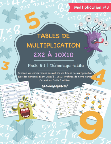 Tables de multiplication 2x2 à 10x10 - pack #1