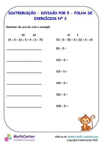 Distribuição - Divisão E Multiplicação Por 5 - Folha De Exercícios Nº 2