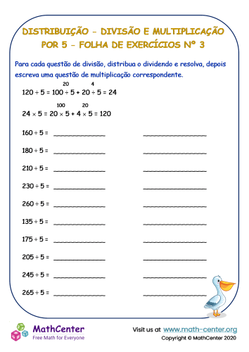 Distribuição - Divisão E Multiplicação Por 5 - Folha De Exercícios Nº 3