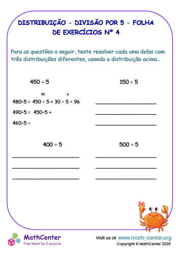 Distribuição - Divisão Por 5 - Folha De Exercícios Nº 4
