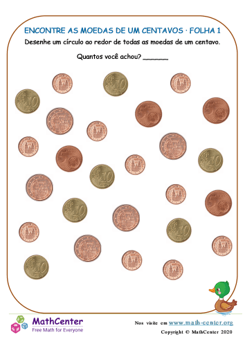 Encontre As Moedas De Um Centavo De Euro 1