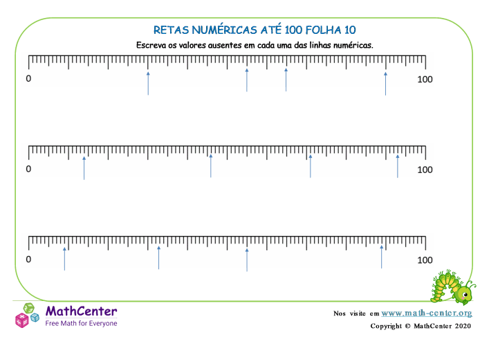 Linhas Numéricas Até 100 Folha 10