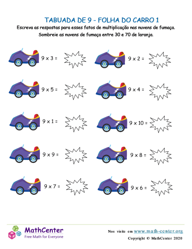 Tabuada De 9 - Folha Do Carro 1