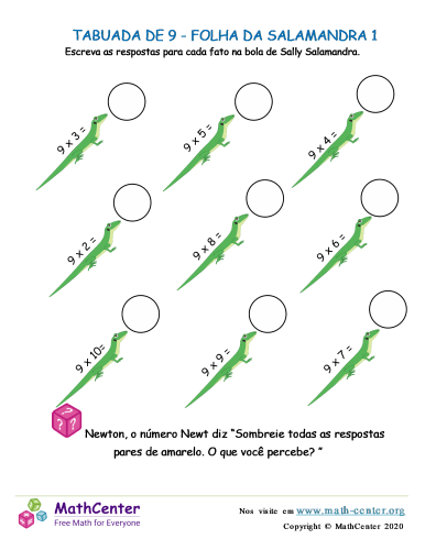 Tabuada De 9 - Folha Da Salamandra 1