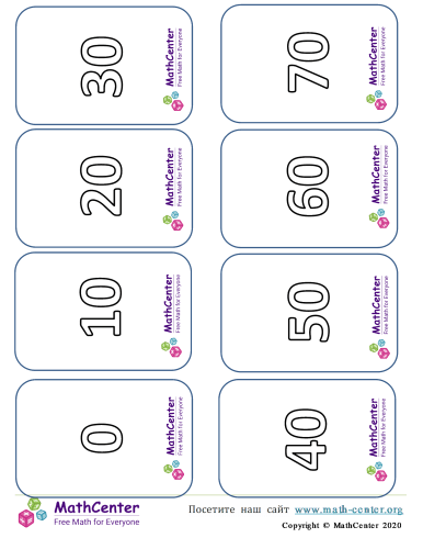 Карточки С Числами - Кратные 10