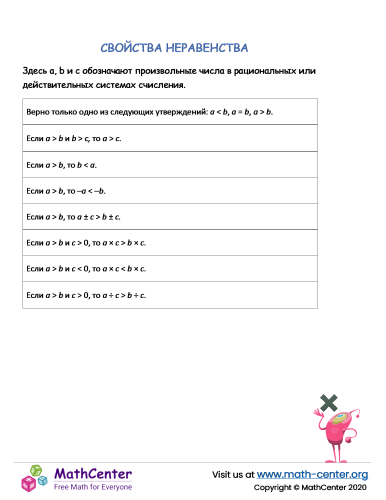 Свойства неравенства