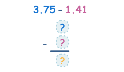 Column subtraction of decimal numbers - rewriting questions in columns