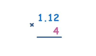 Multiplicación larga de decimales: dos decimales por un dígito