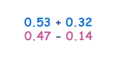 Mental add and subtract decimal numbers with 2dp